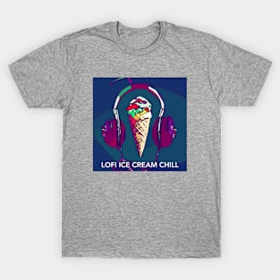 Lofi Ice Cream Chill logo (blue background) T-Shirt